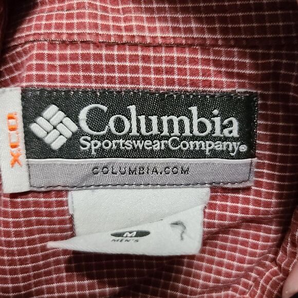 Columbia Mens Button Up Shirt Red Size Medium 100% Cotton Plaid Short Sleeve - Picture 5 of 12